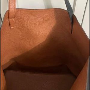 Leather reversible tote